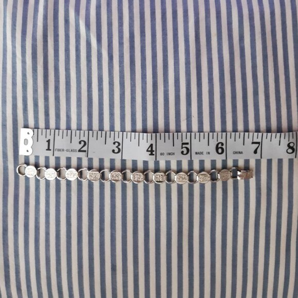 Sarah Coventry Vintage Linked Bracelet Silver Tone Etched Textured Design - Picture 6 of 6